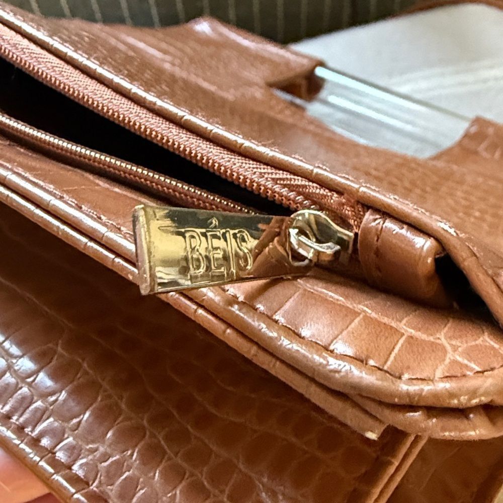 BEIS Crossbody Cognac Croc Bag - Picture 8 of 12